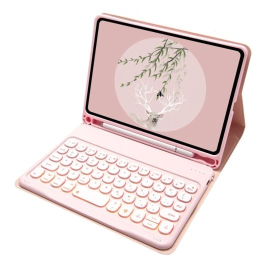 Royal Bailey TS006D Capa com Teclado Bluetooth Inglês QWERTY USA para iPad Mini 6 Rosa