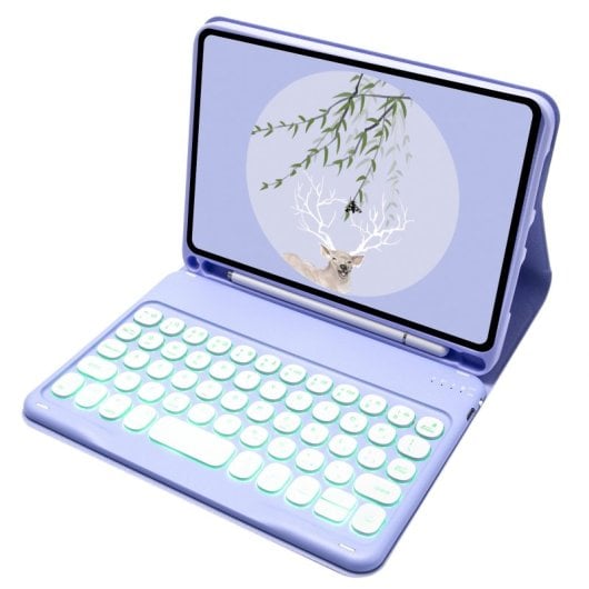 Royal Bailey TS006D Capa com Teclado Bluetooth Inglês QWERTY USA para iPad Mini 6 Roxo
