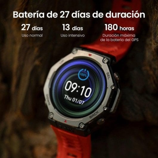 Amazfit T-Rex 3 GPS NFC WiFi 48,5mm AMOLED Noir Taille Unique 10ATM SpO2 Pulsomètre Sommeil