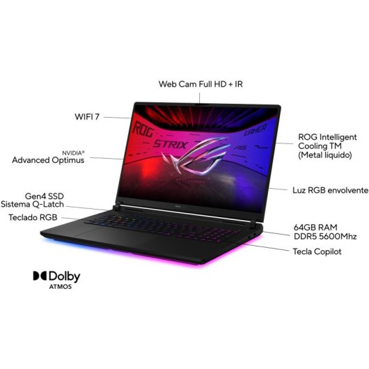 ASUS ROG Strix Scar 18 (2025) – Gaming Laptop 18'' 2.5K, Intel Core Ultra 9, RTX 5090, 64GB RAM, 2TB SSD, Win11