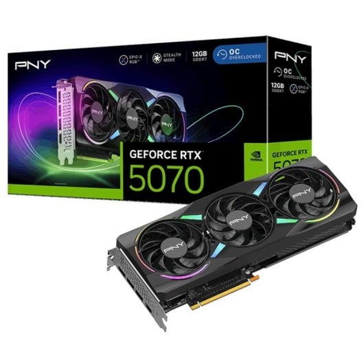 PNY GeForce RTX 5070 ARGB Overclockée Triple Ventilateur 12 Go GDDR7 Reflex 2 RTX AI DLSS4