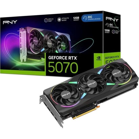 PNY GeForce RTX 5070 ARGB Overclocked Triple Fan 12GB GDDR7 Reflex 2 RTX AI DLSS4