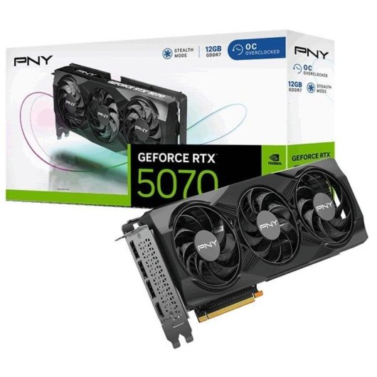 Grafikkarte PNY GeForce RTX 5070 Overclocked Triple Fan 12GB GDDR7 Reflex 2 RTX AI DLSS4