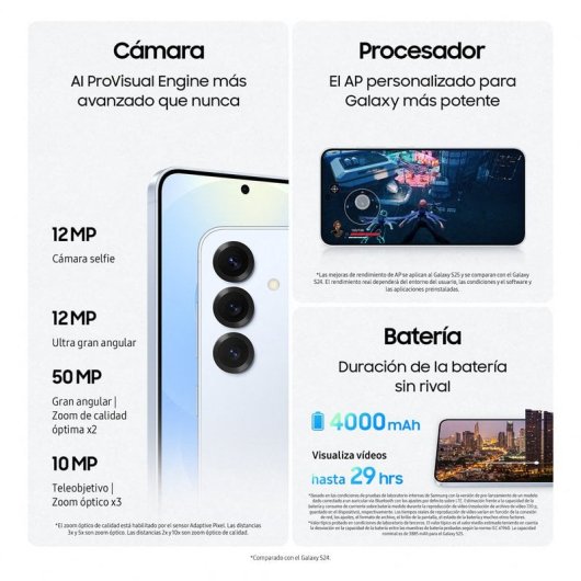 Samsung Galaxy S25 Smartphone con IA 256GB Batería 4.000mAh Gris Versión Importada EU