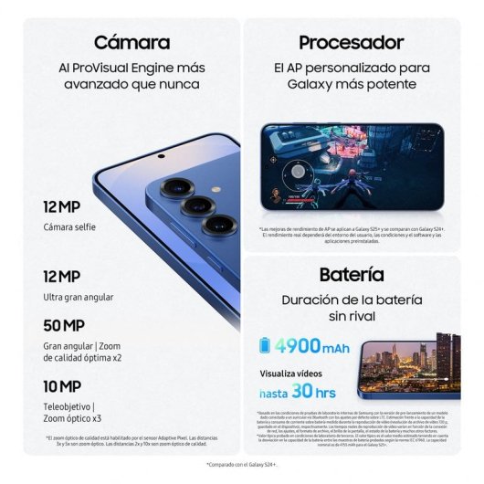 Samsung Galaxy S25 Plus Smartphone con IA 256GB Batería 4.900mAh Azul Versión Importada EU