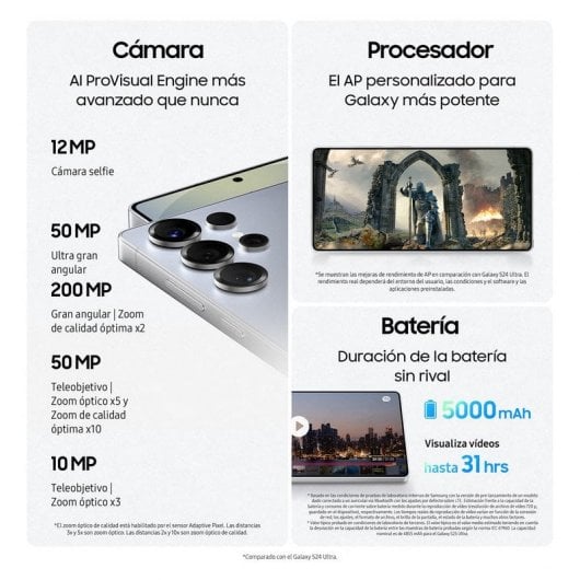 Samsung Galaxy S25 Ultra Smartphone con IA 256GB Batería 5.000mAh Titanio Plata Versión Importada EU