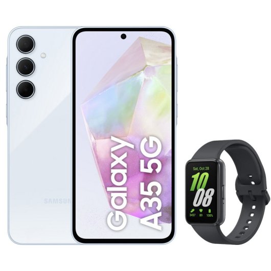 Samsung Pack Galaxy A35 5G 6GB/128GB Azul Libre + Galaxy Fit3 Cinzento Smart Band Bateria 13 Dias