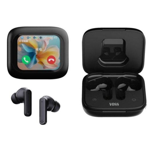 Auriculares Acer VOOS-VS100 inalámbricos Bluetooth 5.4 con micrófono y estuche con pantalla negros