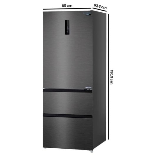 Frigorífico Combi Francés Infiniton FRD-401T91DEV Total No Frost 190,9cm 401L E Dark Inox
