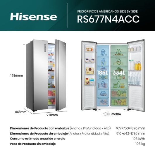 Hisense RS677N4ACC Frigorífico Americano C Inox