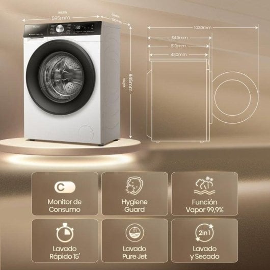 Máquina de Lavar Roupa Hisense WD3S8043BW3 8 kg 1400rpm A Branco WiFi Vapor