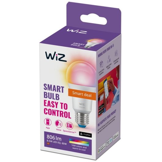 Wiz Pack 2 Bombillas Inteligentes LED Wi-Fi 8.5W E27 806lm RGB