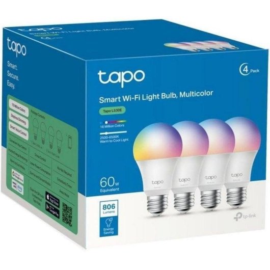 Smart Bulb TP-Link Tapo L530E E27 Wi-Fi RGBW 806lm 4er-Pack