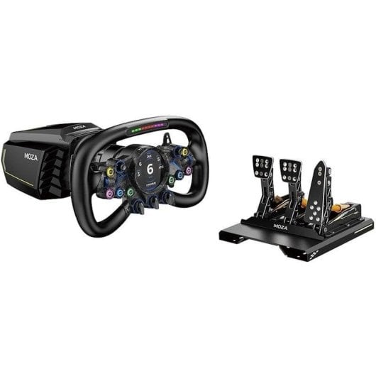 Volante Moza Racing Vision GS 310 mm Ecrã Táctil Fibra de Carbono
