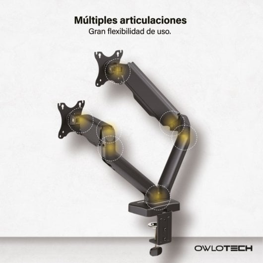 Suporte para Hub USB Owlotech para 2 Monitores 17-32" VESA 75x75/100x100 Peso Máximo 9 kg Preto