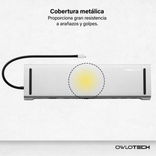 Hub USB-C OWLOTECH Docking 11 em 1 HDMI VGA Ethernet 87W SD TF Design Compacto Cinzento