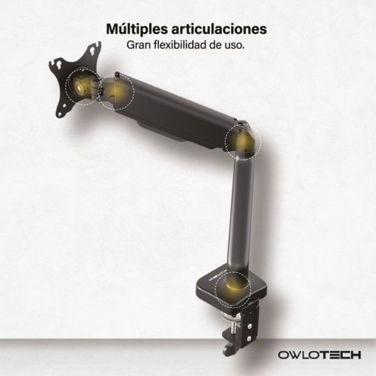 Owlotech Soporte HUB USB para 1 Monitor 17-32" VESA 75x75/100x100 Máx 9Kg Negro