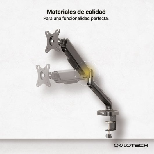 Owlotech Soporte HUB USB para 1 Monitor 17-32" VESA 75x75/100x100 Máx 9Kg Negro