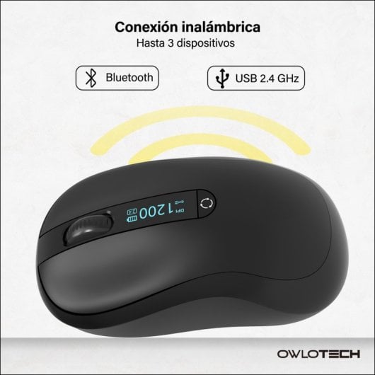 Owlotech M120 Ratón con Display Negro Negro