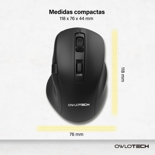 Owlotech M320 Ratón con Rueda Lateral Negro