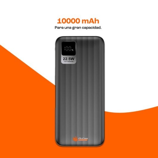 PcCom Essential Powerbank 10.000mAh 20W + Carga Rápida 22.5W Indicador LED Negro