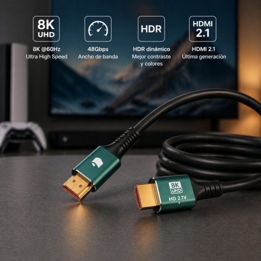 Cavo HDMI PcCom Essential Premium 2.1 8K 60Hz Ultra High Speed 48 Gbps 1,5 m