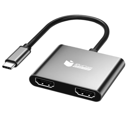 PcCom Essential Adaptador HUB USB-C a 2x HDMI, 1x USB-3.0, 1x USB-C