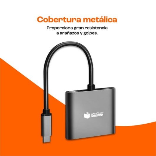 PcCom Essential Adaptador HUB USB-C a 2x HDMI, 1x USB-3.0, 1x USB-C