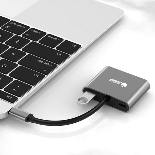 PcCom Essential Adaptador HUB USB-C a 2x HDMI, 1x USB-3.0, 1x USB-C