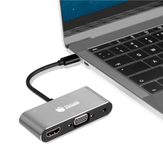 PcCom Essential Adaptador HUB 6 en 1 USB-C a 1x HDMI, 1 x VGA, 1x Audio Jack 3.5mm, 1x USB 3.0, 1x USB-C