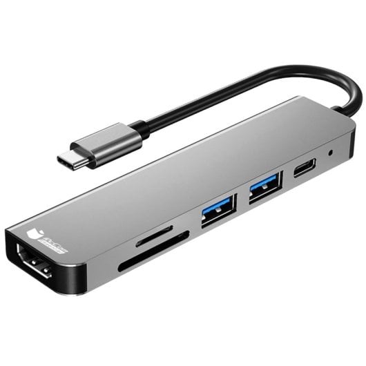 PcCom Essential Adaptador HUB USB-C a HDMI 4K/USB-C 87W/USB 3.0/SD/microSD