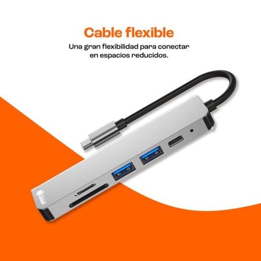 PcCom Essential Adaptador HUB USB-C a HDMI 4K/USB-C 87W/USB 3.0/SD/microSD