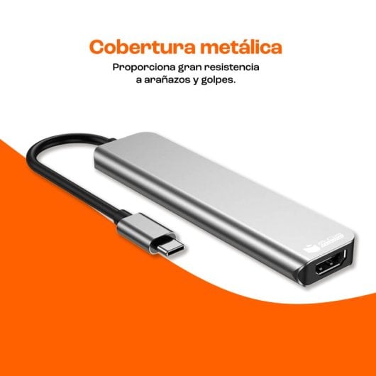 PcCom Essential Adaptador HUB USB-C a HDMI 4K/USB-C 87W/USB 3.0/SD/microSD