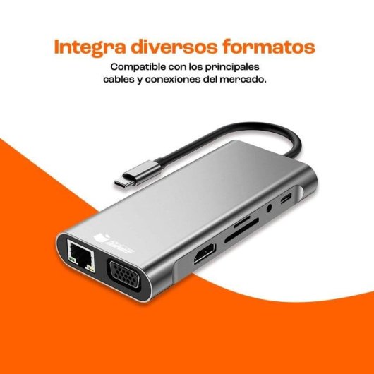 Hub Docking PcCom Essential 11 en 1 USB-C HDMI 4K