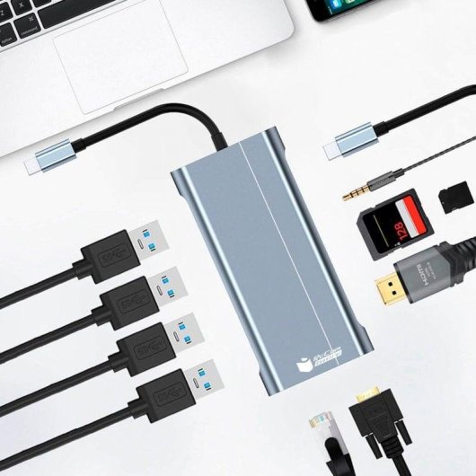 Hub Docking PcCom Essential 11 en 1 USB-C HDMI 4K