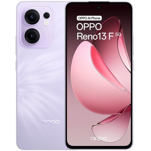 Smartphone OPPO Reno13 F 5G avec IA 8 Go/256 Go 6,67" 120 Hz AMOLED 1,5K 50 MP IP69 5 800 mAh 45 W Violet