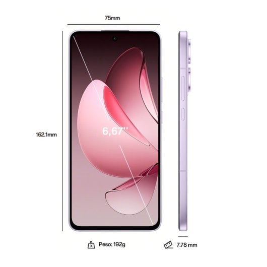 OPPO Reno13 FS 5G Smartphone con IA 12GB/512GB 6.67" 120Hz AMOLED 50MP IP69 5.800mAh 45W Gris