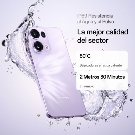 Smartphone OPPO Reno13 Pro 5G avec IA 12 Go/512 Go 6,83" 120 Hz AMOLED 50 MP IP69 5 800 mAh 80 W Violet