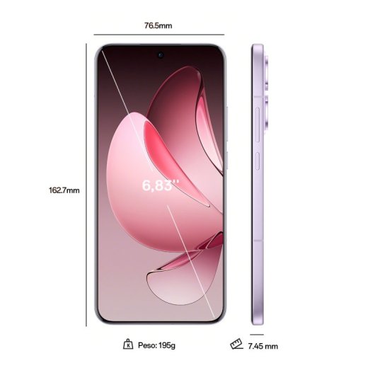 OPPO Reno13 Pro 5G Smartphone con IA 12GB/512GB 6.83" 120Hz AMOLED 50MP IP69 5.800mAh 80W Gris