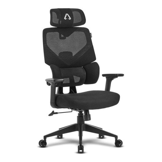 Chaise ergonomique Alpha Gamer Iris en maille avec support cervical et lombaire réglable Noir
