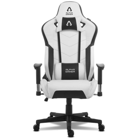 Alpha Gamer Zeta Silla Gaming con Cojín y Almohada Cervical Blanca/Negra