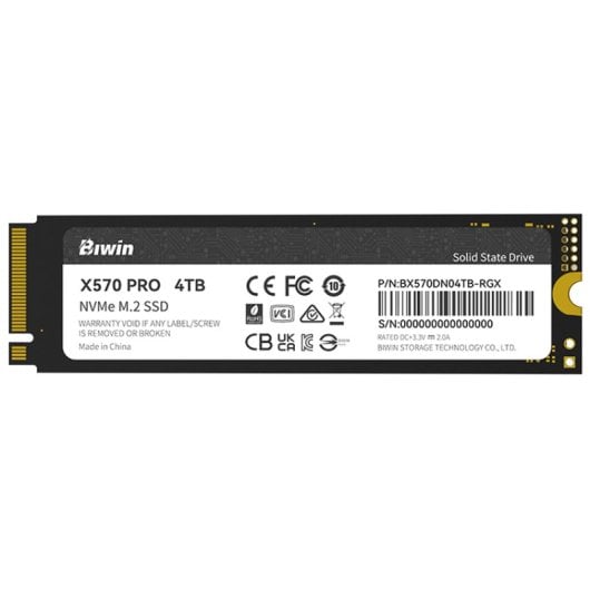 Disque SSD Biwin Black Opal X570 PRO 4 To 14 000 Mo/s NVMe PCIe 5.0 M.2 Gen5 NAND TLC