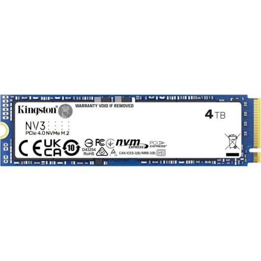 Kingston NV3 4TB Disco SSD 6000MB/s NVMe PCIe 4.0 M.2 Gen4 3D NAND