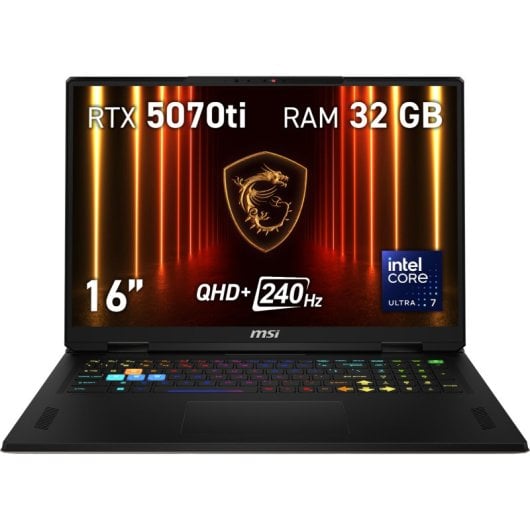 MSI Vector 16 HX AI A2XWHG-097XES Intel Core Ultra 7 255HX/32GB/1TB SSD/RTX 5070 Ti/16" Reacondicionado