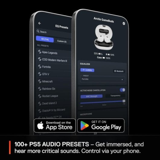 SteelSeries Arctis GameBuds Auriculares Sem Fios Bluetooth com Cancelamento de Ruído para PS5 Brancos