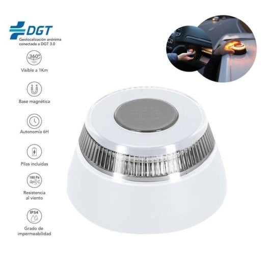 Klack V16 Luz de Emergencia Geolocalizada Seguridad y Visibilidad en la Carretera Blanca