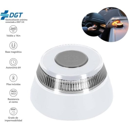 Klack V16 Luz de Emergencia Geolocalizada Seguridad y Visibilidad en la Carretera Blanca