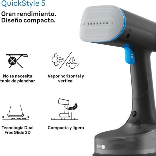 Braun QuickStyle 5 GS5031BL Vertikales Dampfbügeleisen mit FreeGlide 3D-Doppelsohle, 1200 W