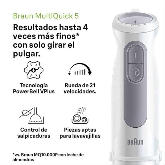 Braun Minipimer 5 MQ 50001 M Frullatore a Immersione 1000W 0.6L Grigio/Bianco