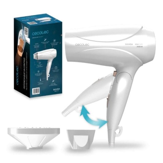 Sèche-cheveux Cecotec Bamba IoniCare TravelWhite 2400W compact ionique pliable